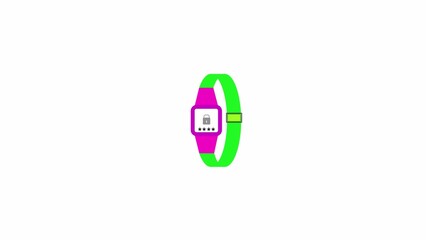 Smartwatch with a locked screen displaying a password input and a colorful band