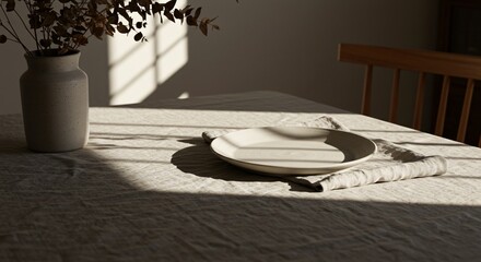 Elegant Cozy Dining Table Setup with Dried Eucalyptus