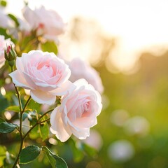 Beautiful pink roses in sunlight