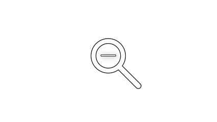 Simple black and white line art icon of a magnifying glass with a minus sign inside