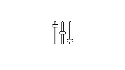 Simple line art icon of three vertical sliders with rounded knobs on a white background