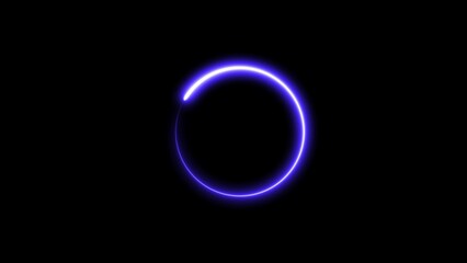 Abstract glowing blue circle with a bright light effect on a black background