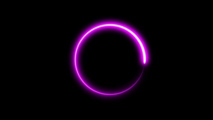 Vibrant magenta neon ring glowing on a dark black background with a subtle light trail effect