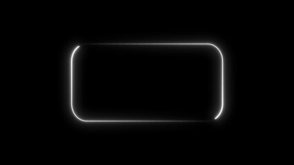 Glowing white rounded rectangle border with a dark background and subtle light effects