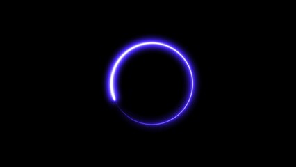 Abstract glowing blue circle on a black background with a subtle light trail