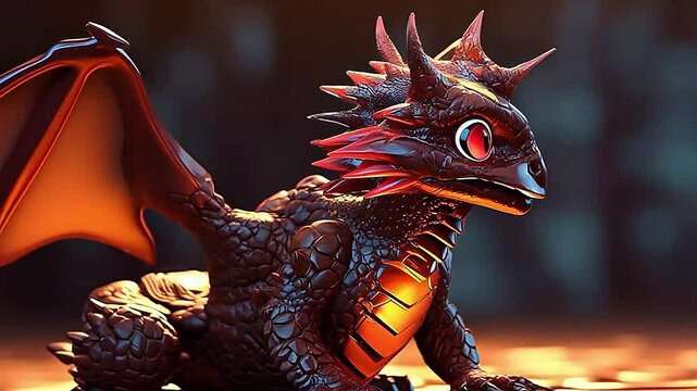 The illustration dragon is in the style of a carton video,ai generative