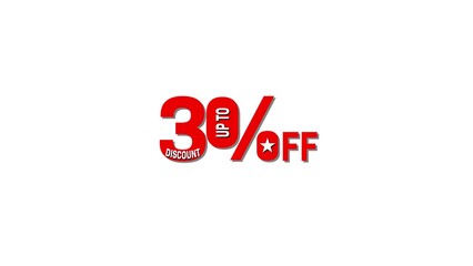 Up to thirty percent off discount sale promotion with bold red text and a star