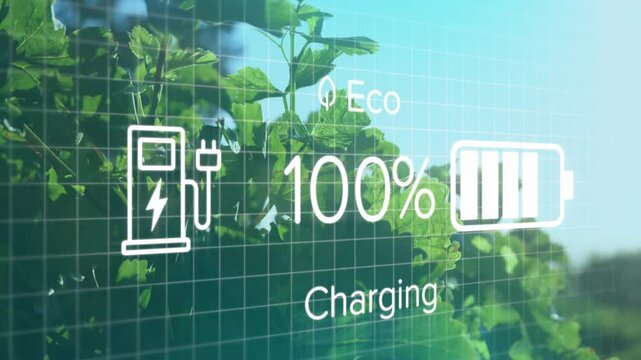 Opening eco charging graphic showing battery charging then discharging visualizing energy flow