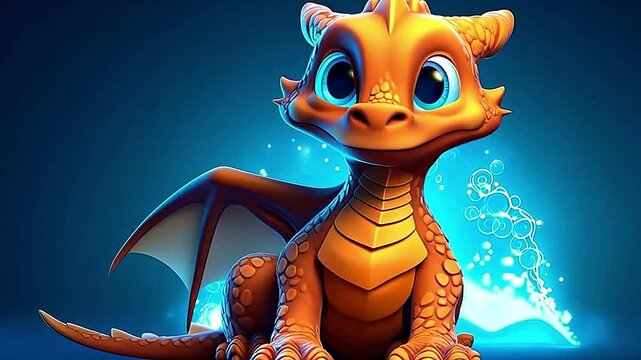 The illustration dragon is in the style of a carton video,ai generative