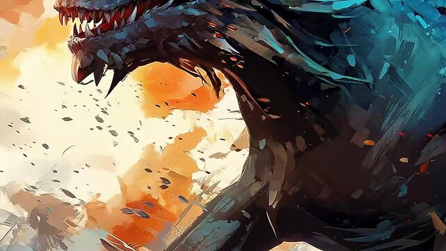 The illustration dragon is in the style of a carton video,ai generative