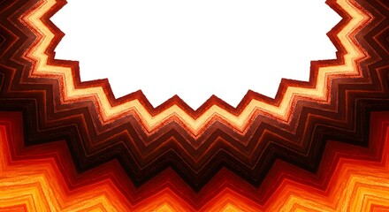 Fiery Abstract Sunburst Explosion Tunnel with Glowing Orange and Red Zigzag Patterns and Space for Text
