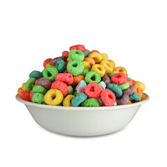 colorful healthy cereal for kids breakfast, cutout in transparent background, png format
