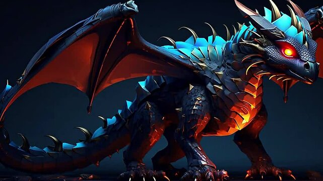 The illustration dragon is in the style of a carton video,ai generative