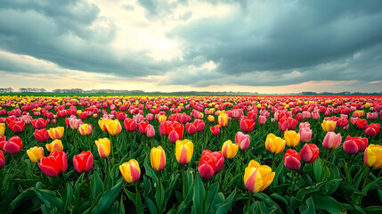 Vibrant Tulip Field Landscape