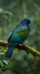 Obraz premium Exotic Plumage in Focus: Detailed Close-up of a Colorful Forest Bird