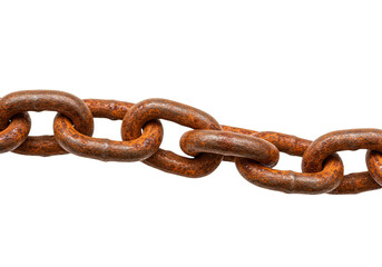 Isolated Rusty Metal Chain Link With Old Iron Strong Steel Texture