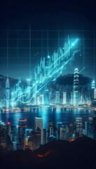 Futuristic City Skyline with Financial Growth Graph