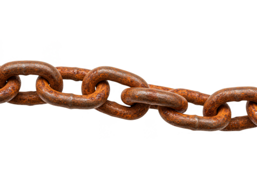 Isolated Rusty Metal Chain Link With Old Iron Strong Steel Texture