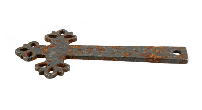 Isolated Rusty Metal Cross Symbol on Transparent Background