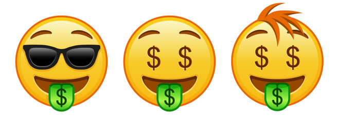 Dollar money mouth face Set of three emoji
