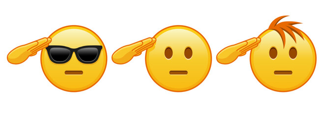 Emoji with hand on face Set of three yellow emoji