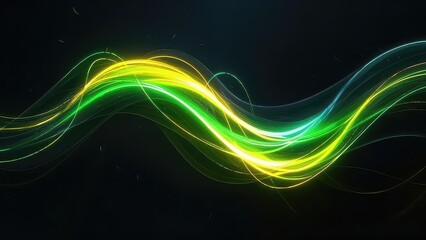 Naklejka premium Abstract Green and Yellow Light Wave Abstract Background
