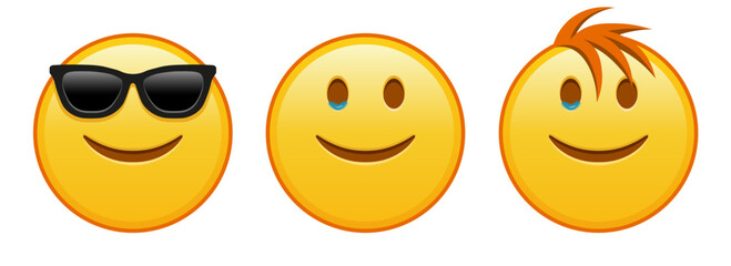 Happy face with tears Set of three emoji