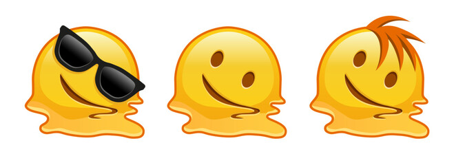 Melting face Set of three yellow emoji