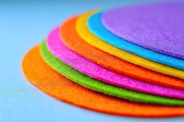 Stacked Rainbow Colored Circles on Azure Surface