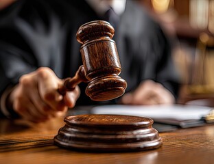 Wooden Gavel Falls During Courtroom Proceedings Scene