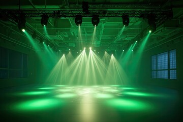 Brilliant Green Light Show Illuminates Stage Space