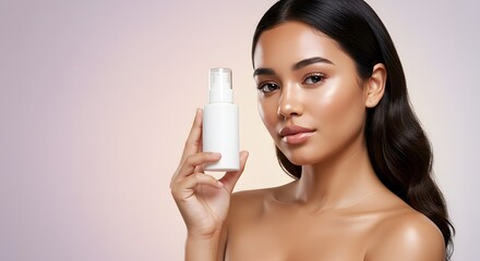 Beautiful Young Woman with Skincare Product, Beauty and Cosmetics Concept