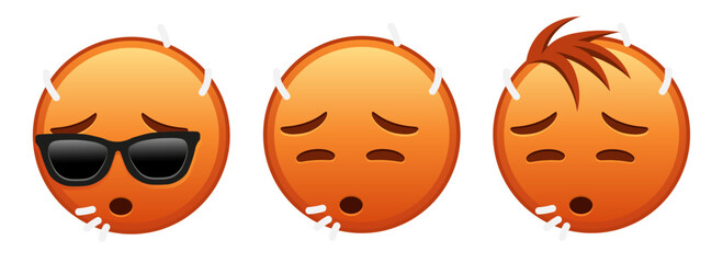 Sweaty face Set of three red emoji