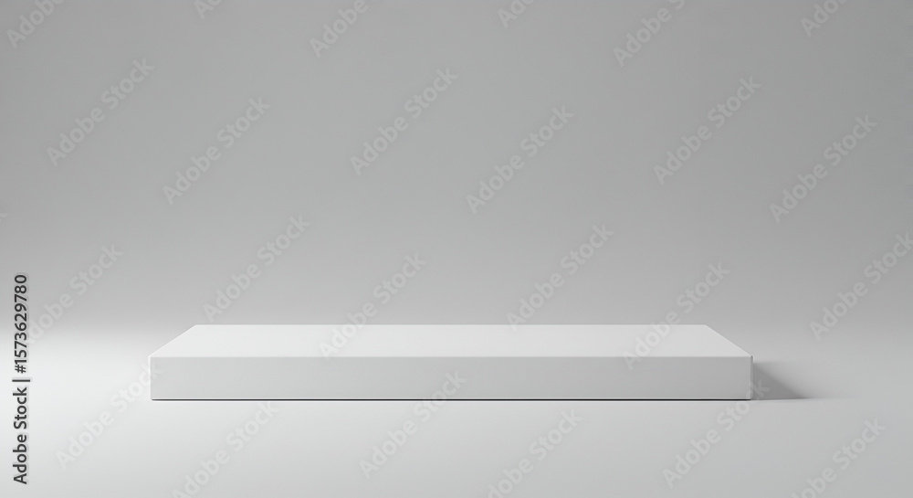Poster minimalist product display stage with white platform and clean background rendering