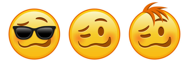 Woozy yellow face Set of three emoji