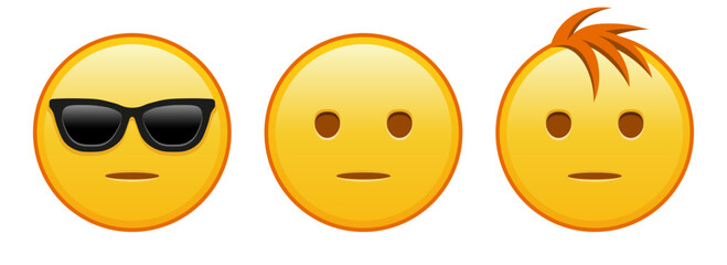 Yawning face Set of three yellow emoji