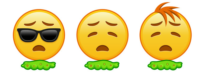 Yellow face vomiting Set of three emoji