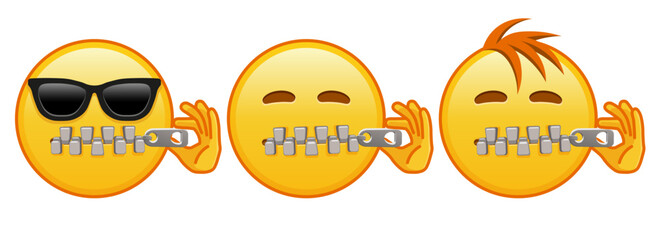 Zipper Mouth face Set of three emoji