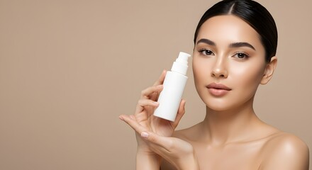 Woman Holding Skincare Product, Beauty Product, Cosmetic Bottle