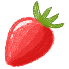colored pencil strawberry vector, textured fruit art, organic berry illustration