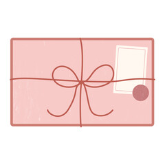 soft pink plain envelope or gift vector with ribbon and stamp decoration