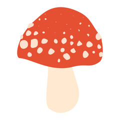 Red Amanita Muscaria Mushroom - Autumn Forest Vector Clipart