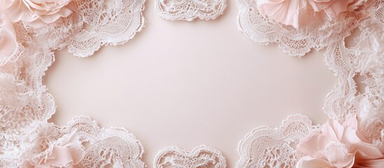 Pastel lace and flowers frame