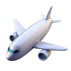 Fototapeta premium Stylized white passenger airplane flying isolated on transparent background