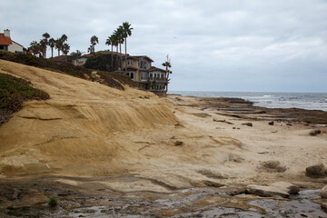Nice wood cottage house at the shore of the Pacific Ocean view point in La Jolla, San Diego, California, United States