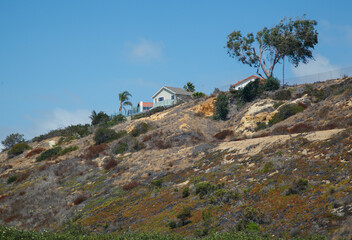 Beautiful wood cottage houses at a view point in Interstate 405, close to San Diego, California,...