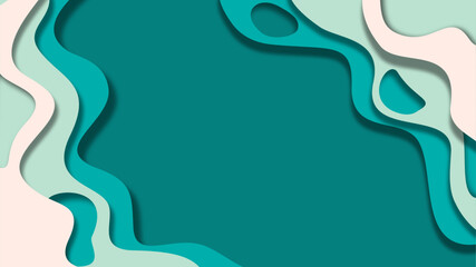 abstract blue background with space for text, beauty inspired paper cut wave background vector in soft pink and pastel layered style