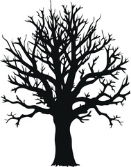 Fototapeta premium Bare Tree Silhouette with Twisted Branches, Gothic Vector Illustration