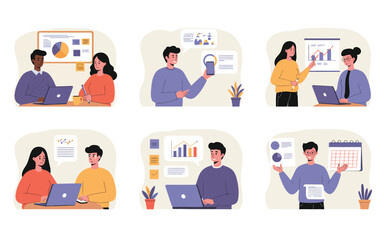 Diverse Team Collaborating on Data Analysis and Project Planning.