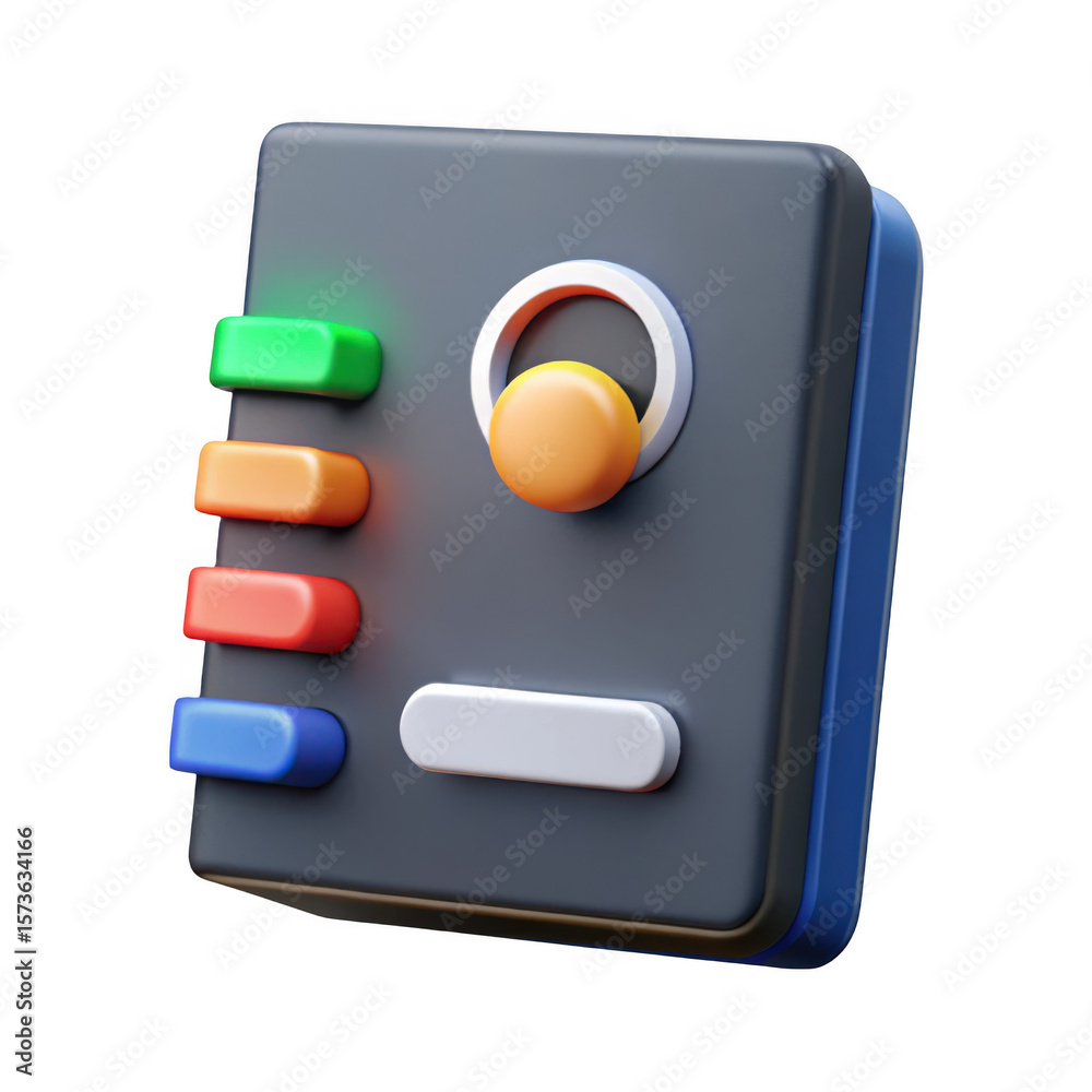 Poster 3d rendered game controller with buttons and joystick isolated on transparent background